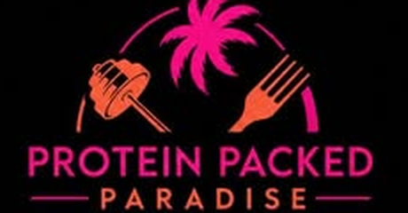 Protein Packed Paradise logo — palm tree, barbell and fork